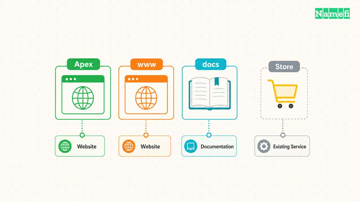 Your chosen hostname determines the DNS configuration.