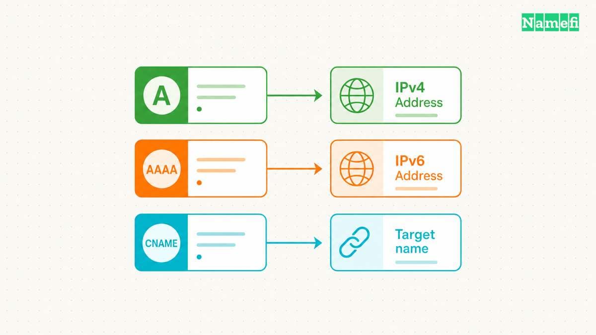 Website records connect names to reachable services.