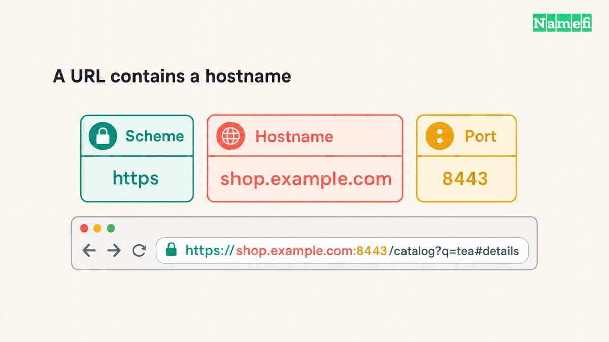 URL components distinguish the scheme, hostname and explicit port