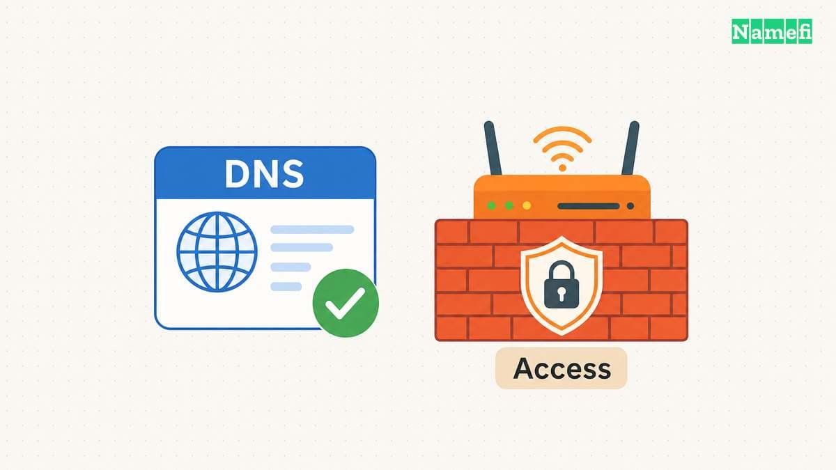 A DNS check and a locked network access check remain separate.