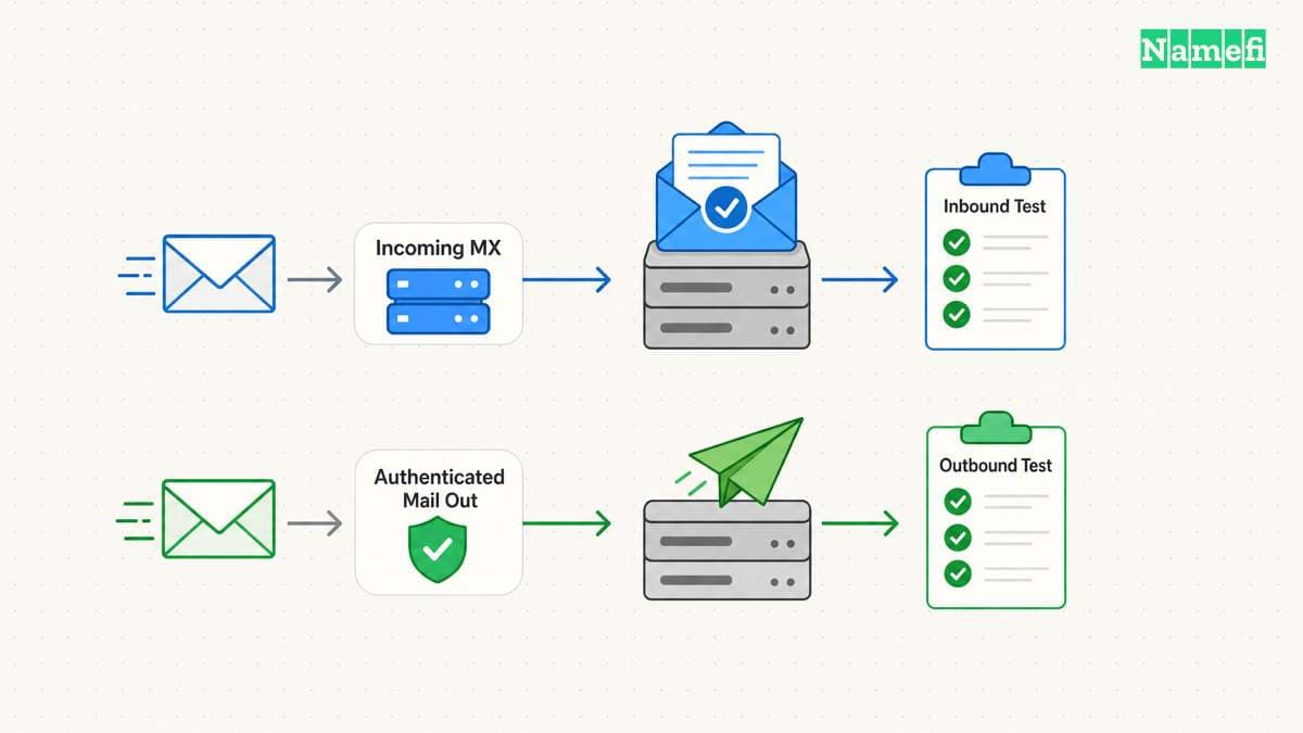 Incoming delivery and outgoing authentication need separate tests.
