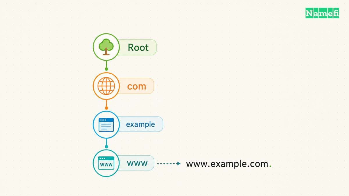 A complete DNS name includes the root label.