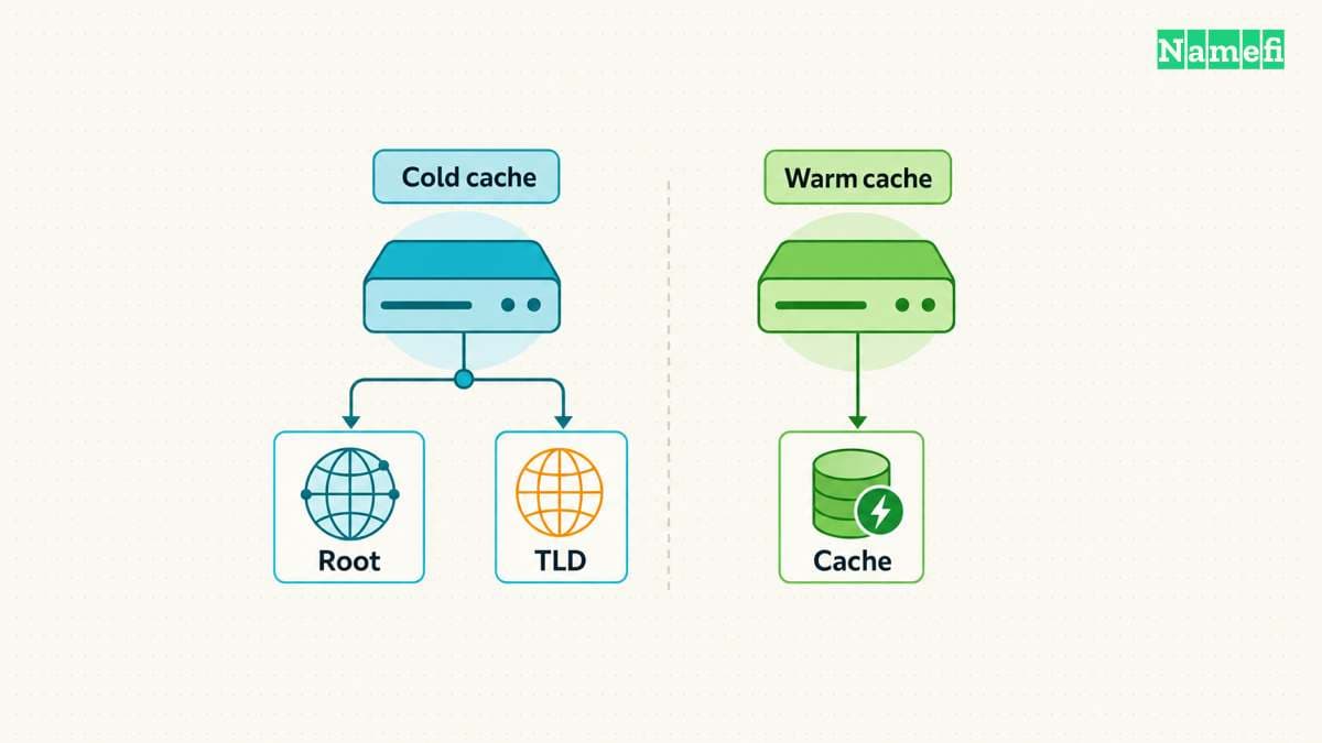 Caches and minimized queries change the lookup path.