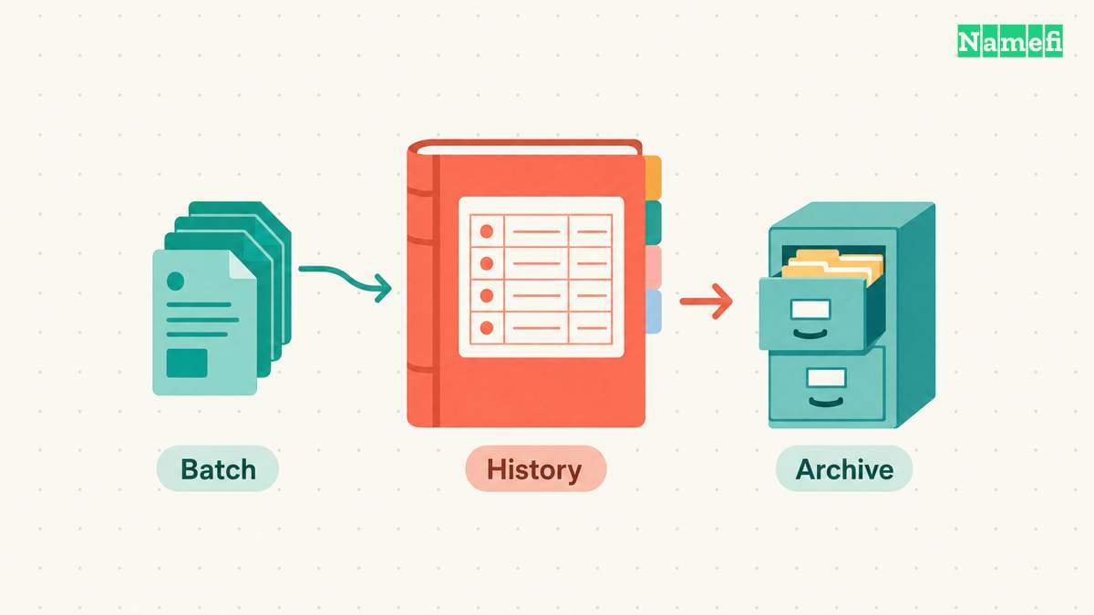 Batch data enters Ethereum transaction history, while a separate archive serves historical records.
