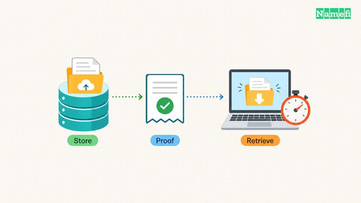 The diagram illustrates filecoin verifies storage through the selected storage service.