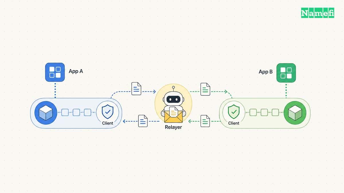 The diagram illustrates iBC connects applications through explicitly selected clients.