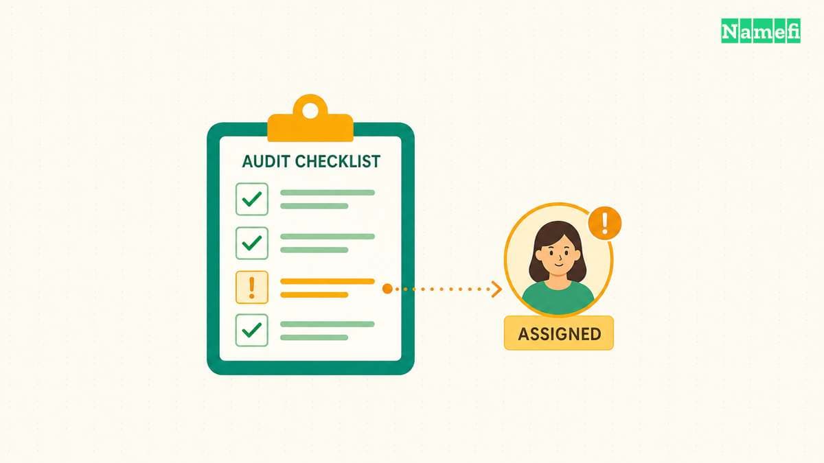 A compact audit report records exceptions and follow-up owners.
