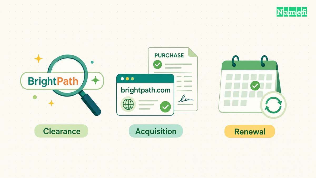 Separate the buying checks: Brand clearance, Domain acquisition, Operating cost