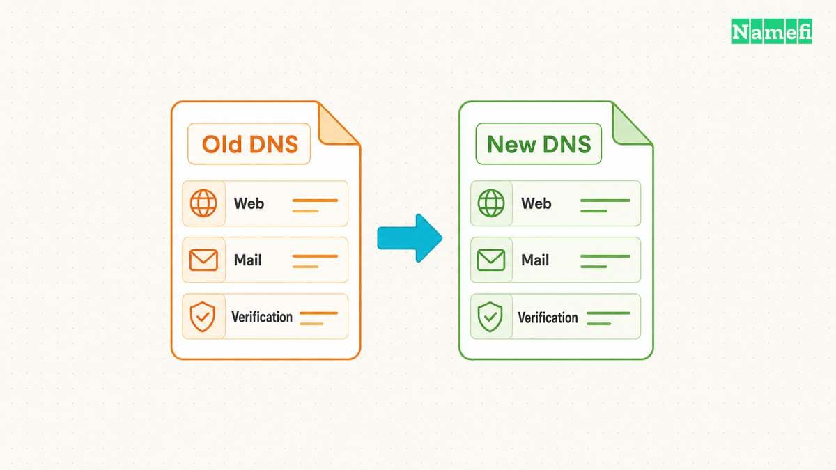 A complete replacement zone preserves website and email settings.