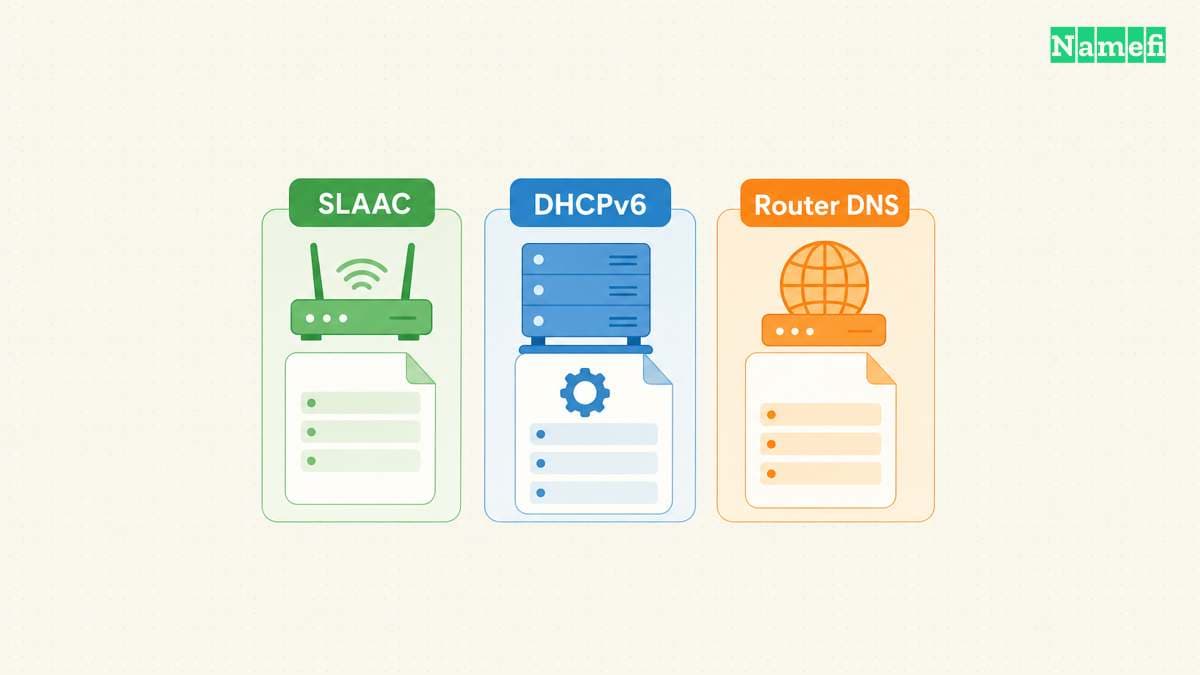 IPv6 separates address configuration from DNS discovery.