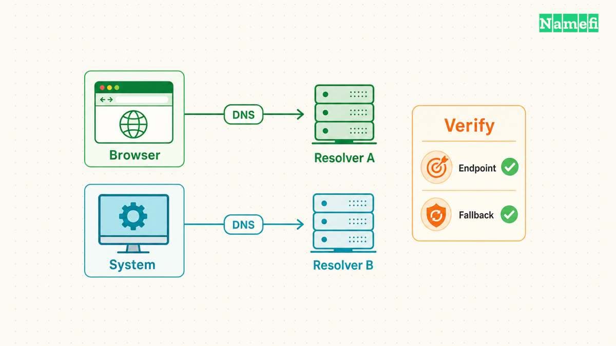 A controlled test reveals which DNS connection the client uses.