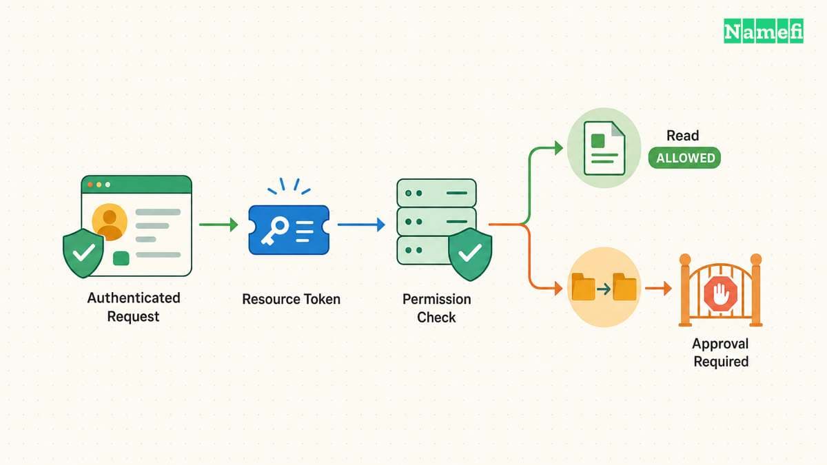 Authorization checks bind identity to a permitted operation.