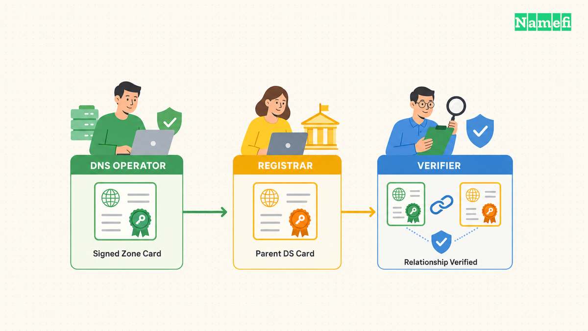 A complete deployment verifies signing and parent records.