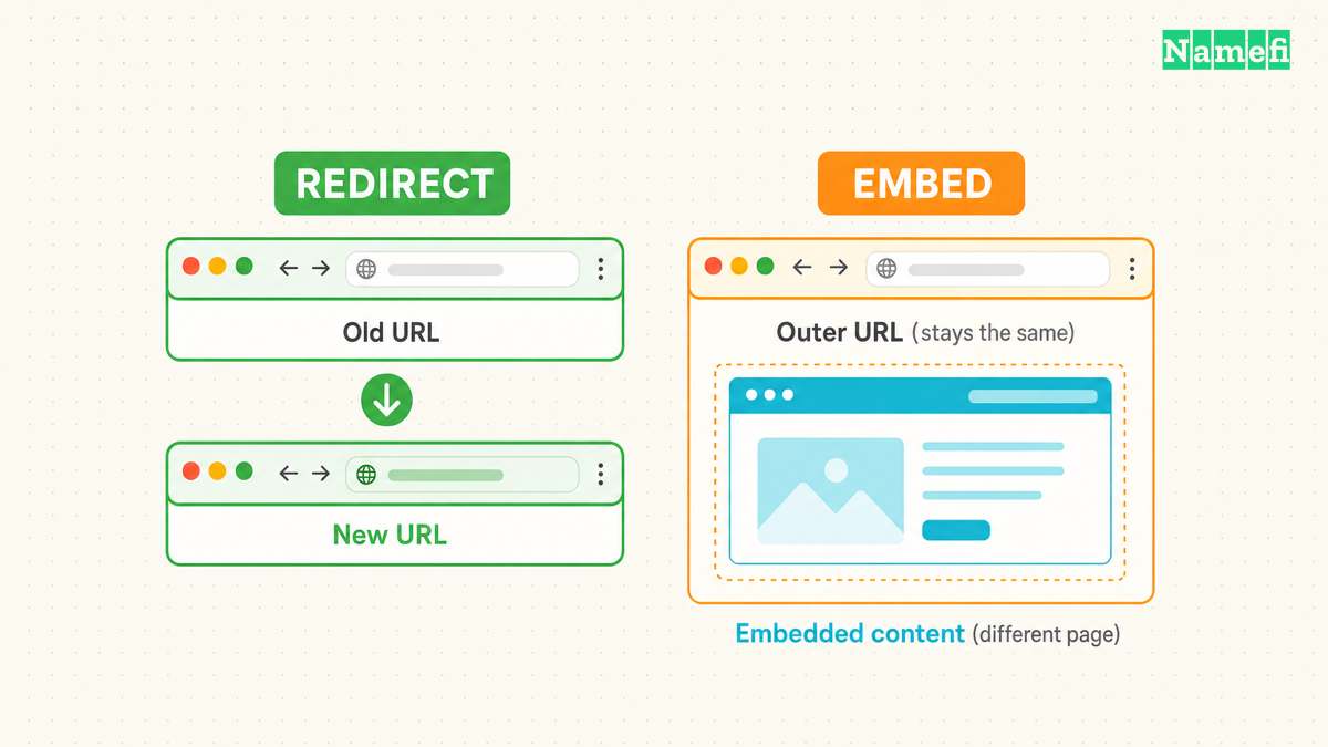 URL mappings preserve useful destinations while masking embeds pages.