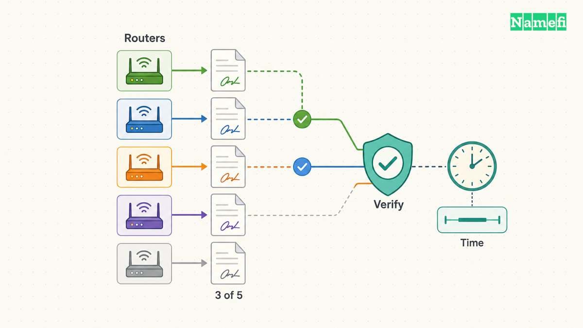The diagram illustrates pyth Core combines transaction updates with explicit uncertainty controls.