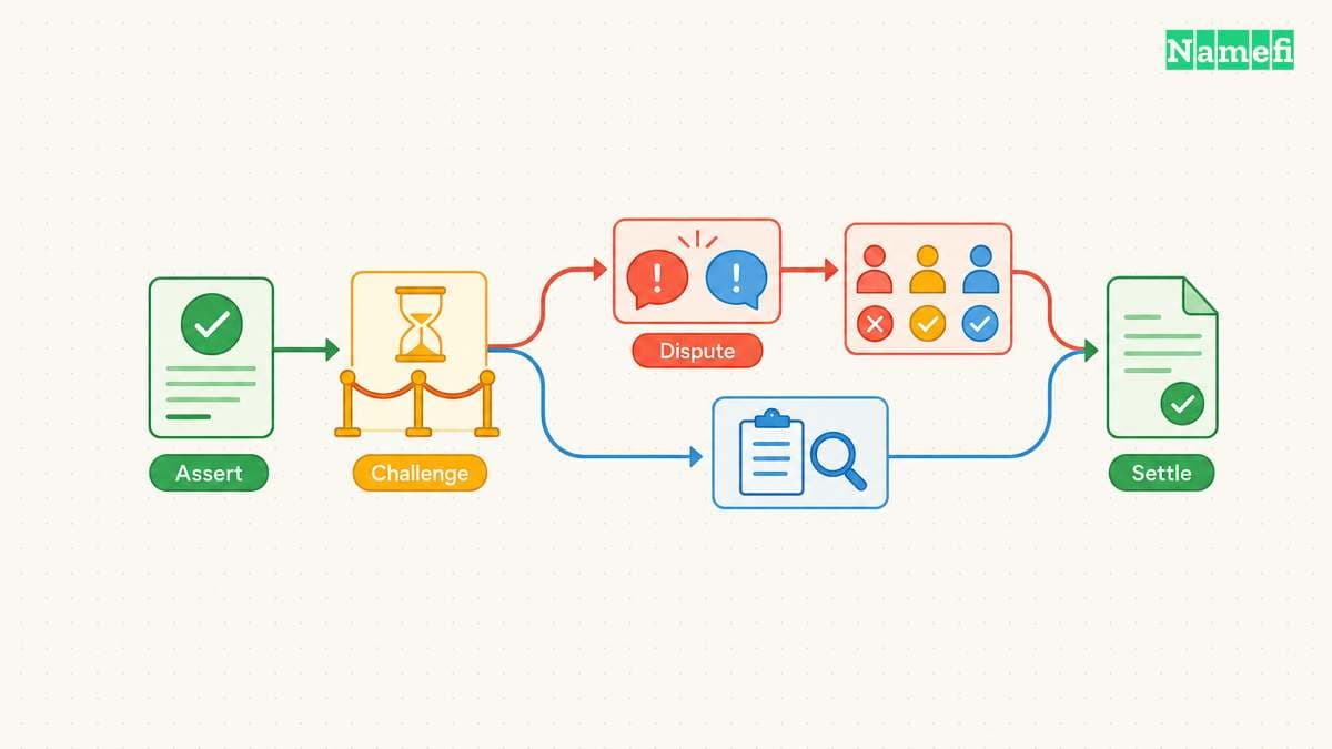 The diagram illustrates uMA resolves assertions through challenges before applications settle.