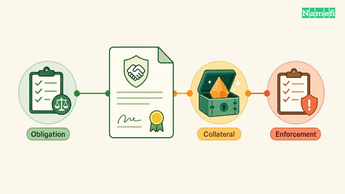 The diagram illustrates a service must define the obligation that collateral actually secures.