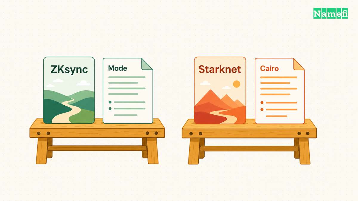 The diagram illustrates zKsync and Starknet require explicit execution decisions.