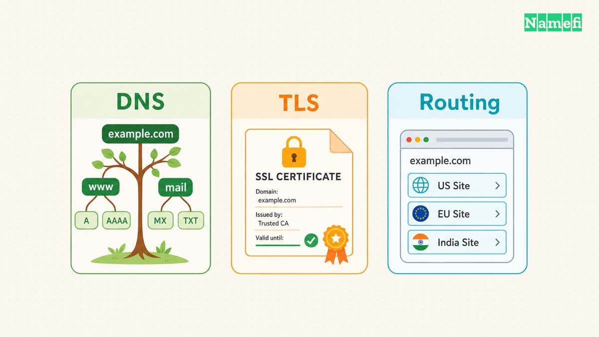 DNS matching does not configure certificates or website routing.
