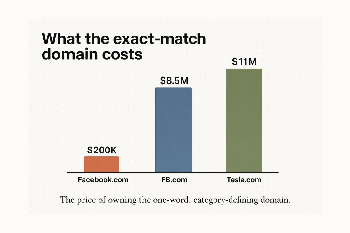 Editorial bar chart comparing the $11M Tesla.com purchase against Tesla's scale and brand value
