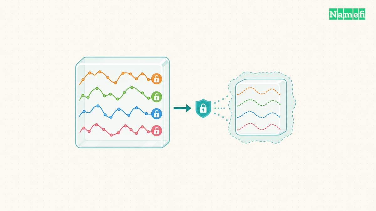 Encrypted numerical curves are transformed with a visible approximation band in a CKKS diagram