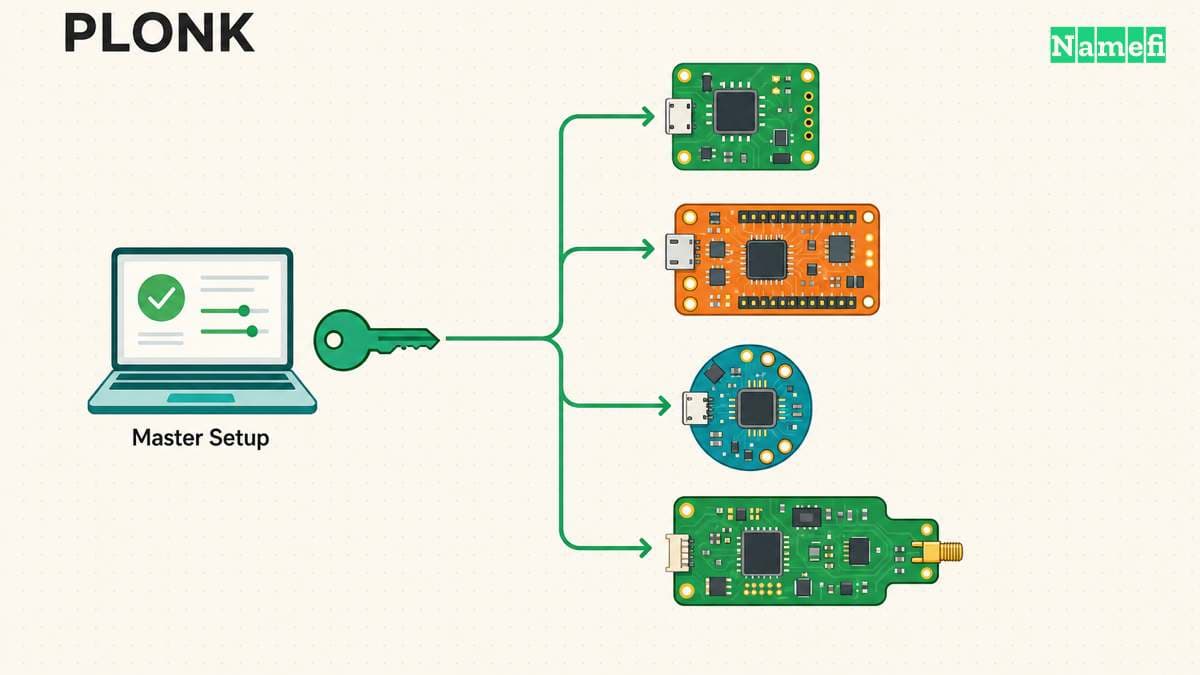 One reusable setup key fans out to several circuits in a PLONK proof-system diagram