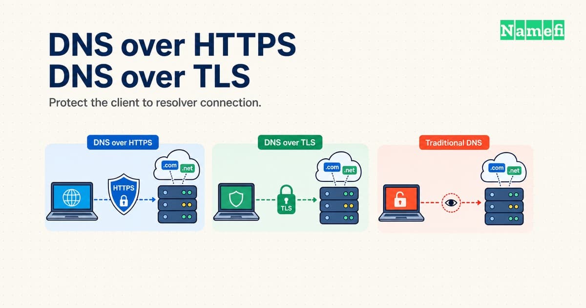 DNS over HTTPS and DNS over TLS protect the resolver connection differently