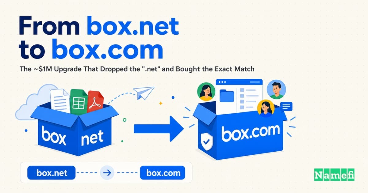 Box.net से Box.com तक: वह ~$1M का अपग्रेड जिसने ".net" हटाया और एग्जैक्ट मैच खरीदा