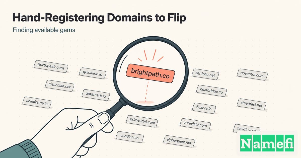 Hand-Registering Domains to Flip: Finding Available Gems