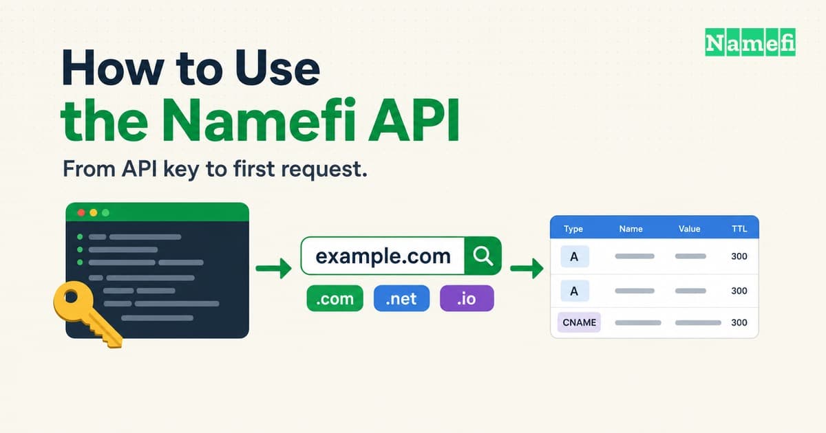 How to Use the Namefi API: Keys, Requests, DNS and Payment