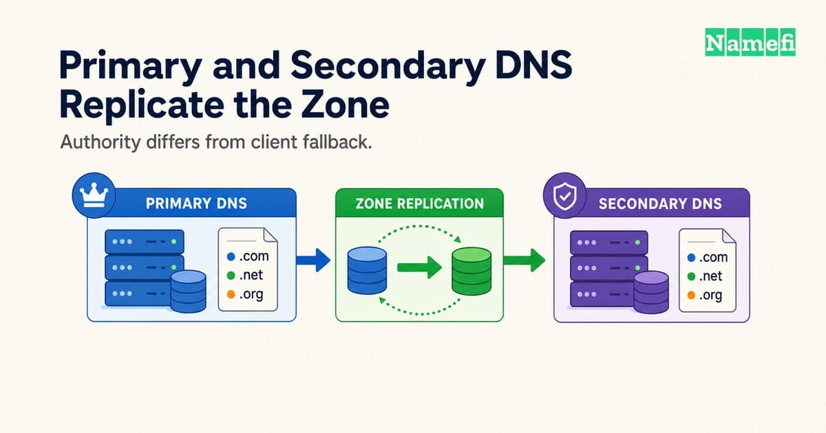 Primary and Secondary DNS Servers Share Authoritative Zone Data