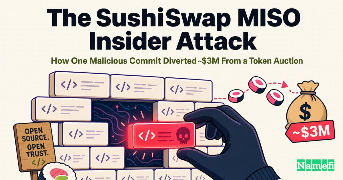 SushiSwap MISO உள்நபர் தாக்குதல்: ஒரு தீங்கிழைக்கும் commit டோக்கன் ஏலத்திலிருந்து ~$3M-ஐத் திசைதிருப்பிய விதம்