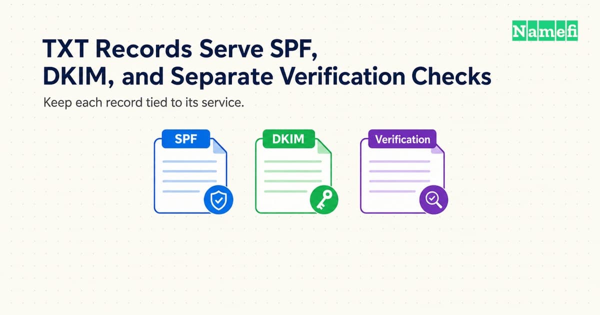 TXT Records Serve SPF, DKIM, and Separate Verification Checks