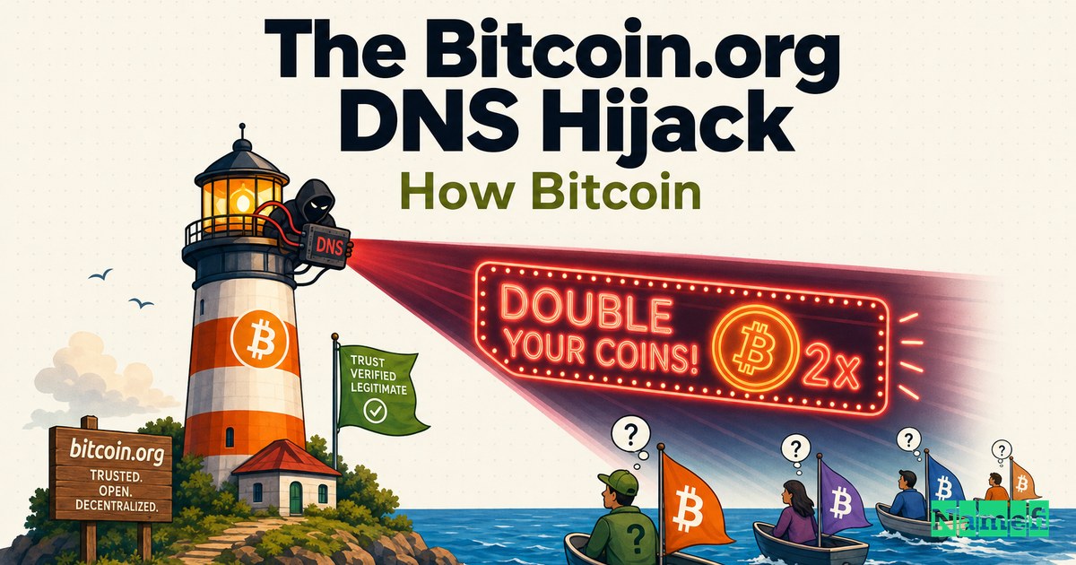The Bitcoin.org DNS Hijack: How Bitcoin's Own Home Page Got Turned Into a "Double Your Coins" Scam
