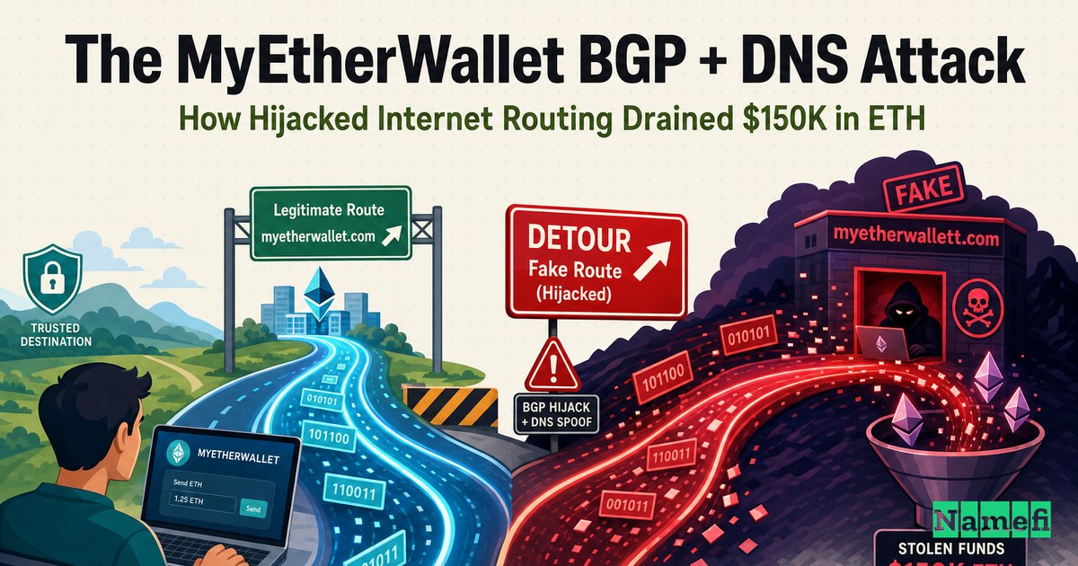 The MyEtherWallet BGP + DNS Attack: How Hijacked Internet Routing Drained $150K in ETH